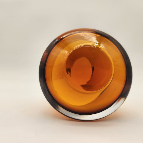 Badash Poland Amber & Clear Art Glass Vase/Candle Holder Handmade Diagonally Cut - Picture 9 of 12